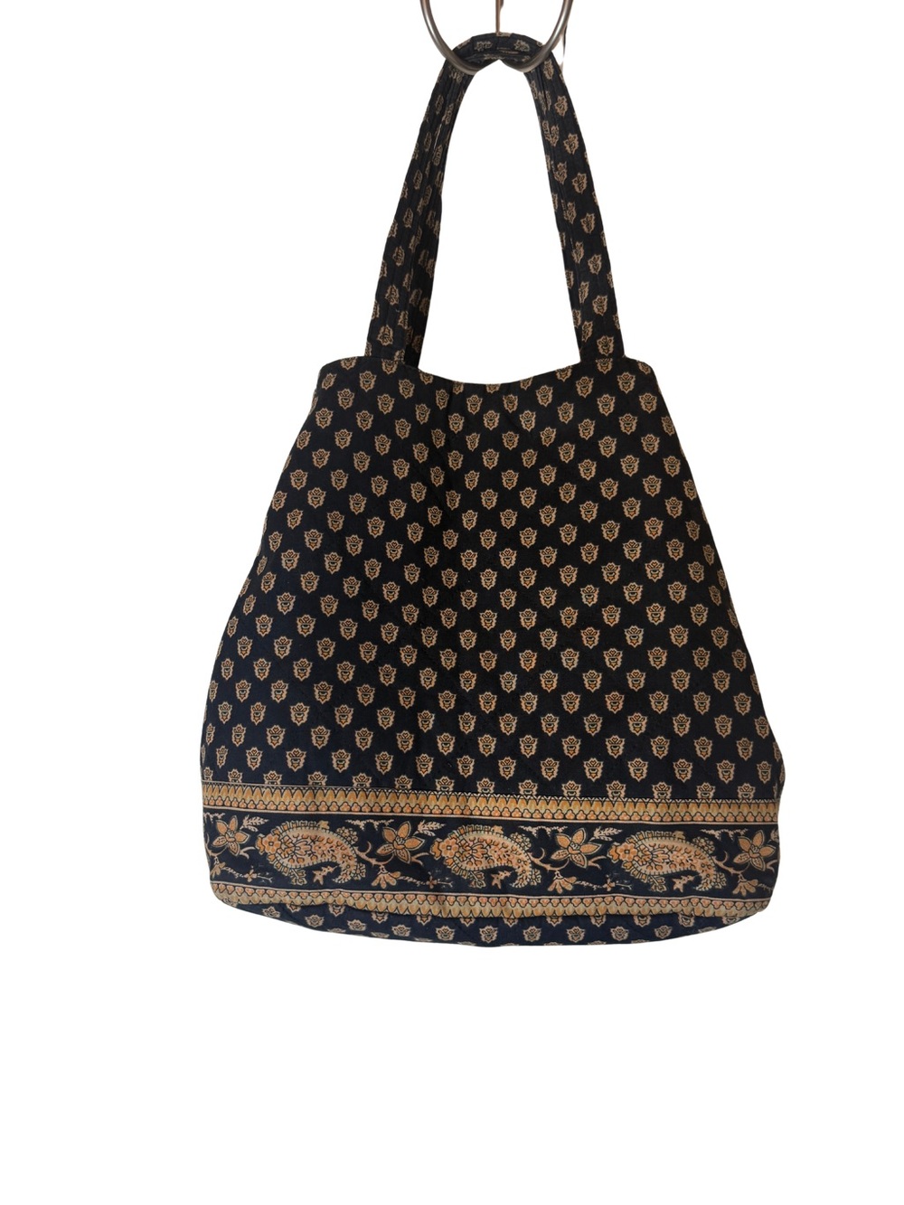 Pierre Deux Vintage French Provençal Black Paisley Quilted Floral Shoulder Bag